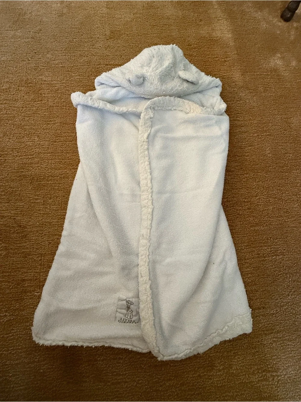 Plush White Hooded Baby Towel